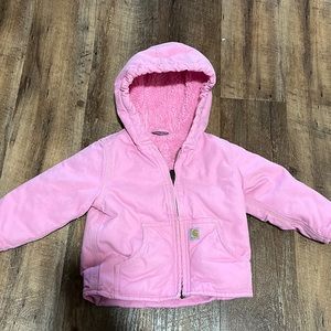 Carhartt toddler girls pink Sherpa lined jacket.